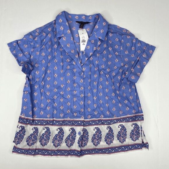Banana Republic Button Down Shirt Boho Coastal Collar Womens Blue Size XSP NWT - Picture 1 of 7